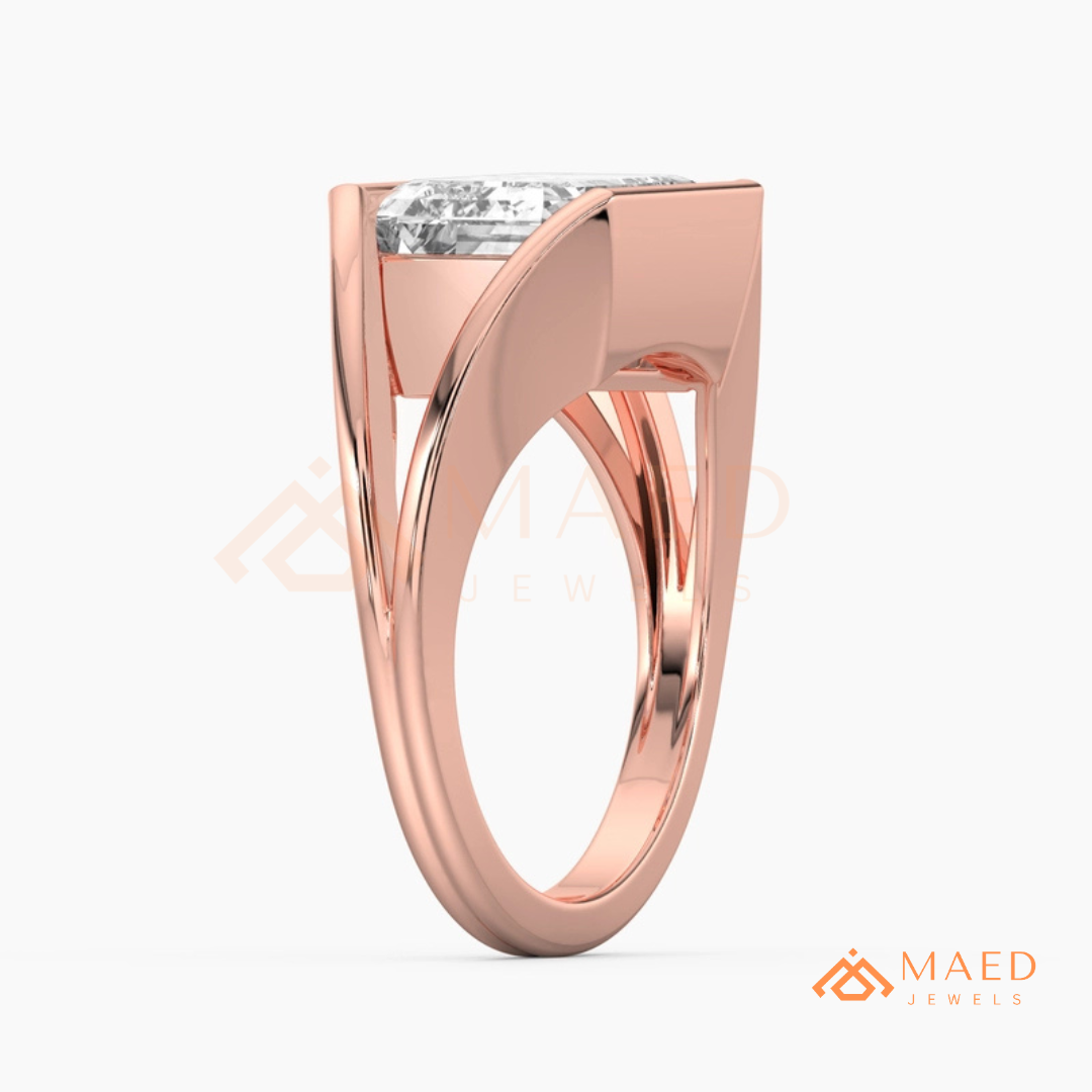 Nature-Inspired Radiant Cut Three-Stone Engagement Ring with Thorn Band in Silver, 14K Gold & Rose Gold