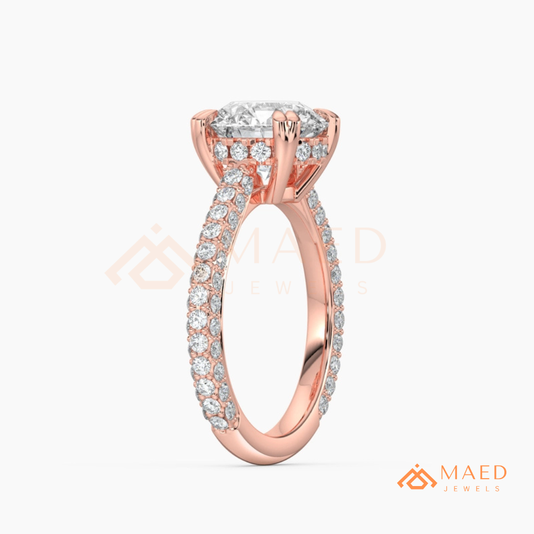 Nature-Inspired Radiant Cut Three-Stone Engagement Ring with Thorn Band in Silver, 14K Gold & Rose Gold