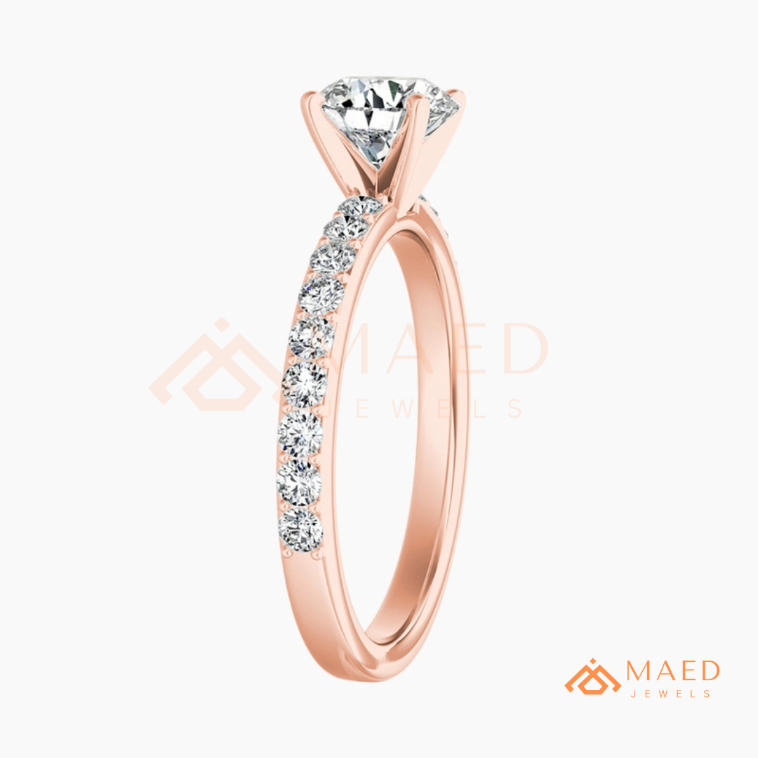 Romantic Heart Cut Bypass Engagement Ring with Swirl Pavé Band