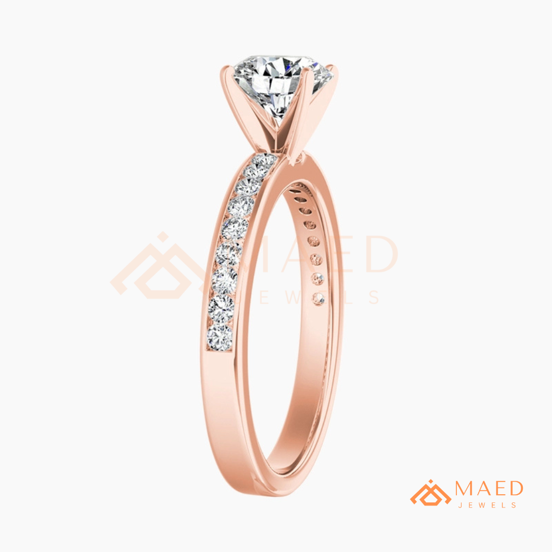 Princess Cut Diamond Engagement Ring | 14k Gold, Rose Gold & Sterling Silver Sparkle Solitaire Accented Band