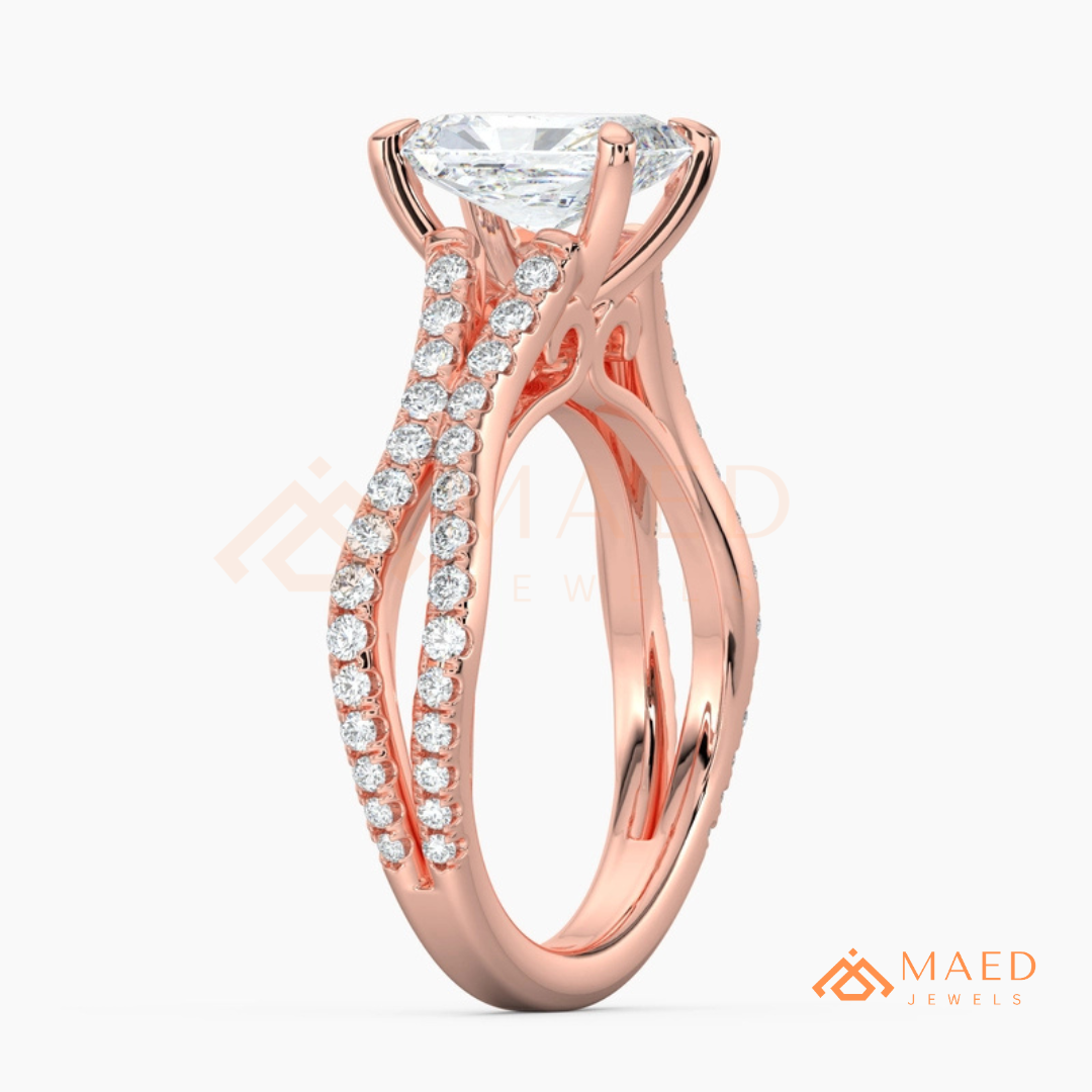 Radiant Cut Criss-Cross Engagement Ring in Sterling Silver, 14K Gold & 14K Rose Gold