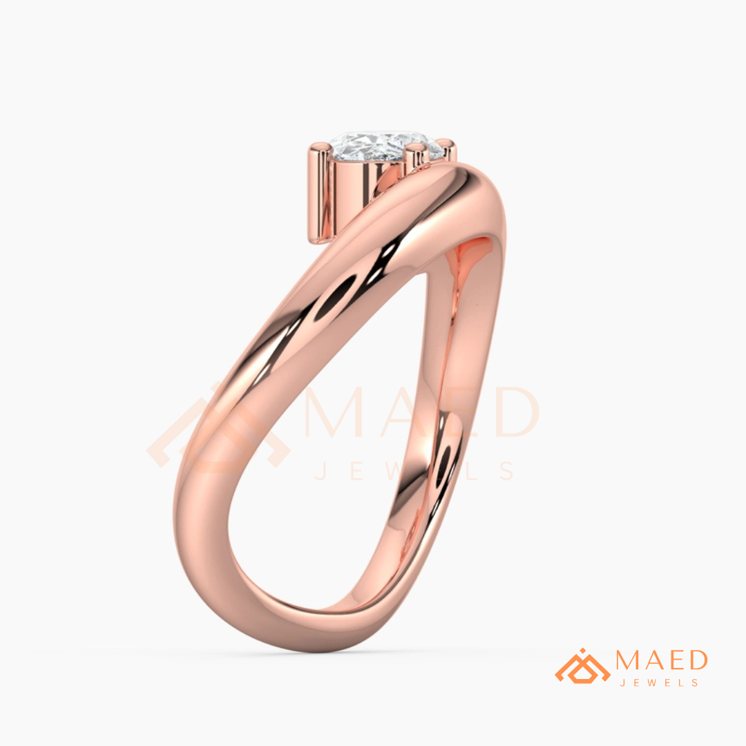 Sculptural Wave East-West Oval Engagement Ring in Silver, 14K Gold & Rose Gold