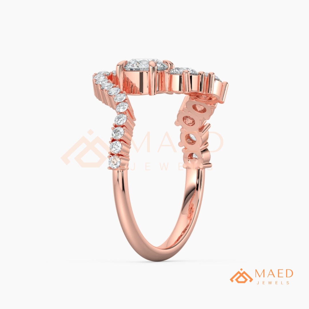 Nature-Inspired Radiant Cut Three-Stone Engagement Ring with Thorn Band in Silver, 14K Gold & Rose Gold
