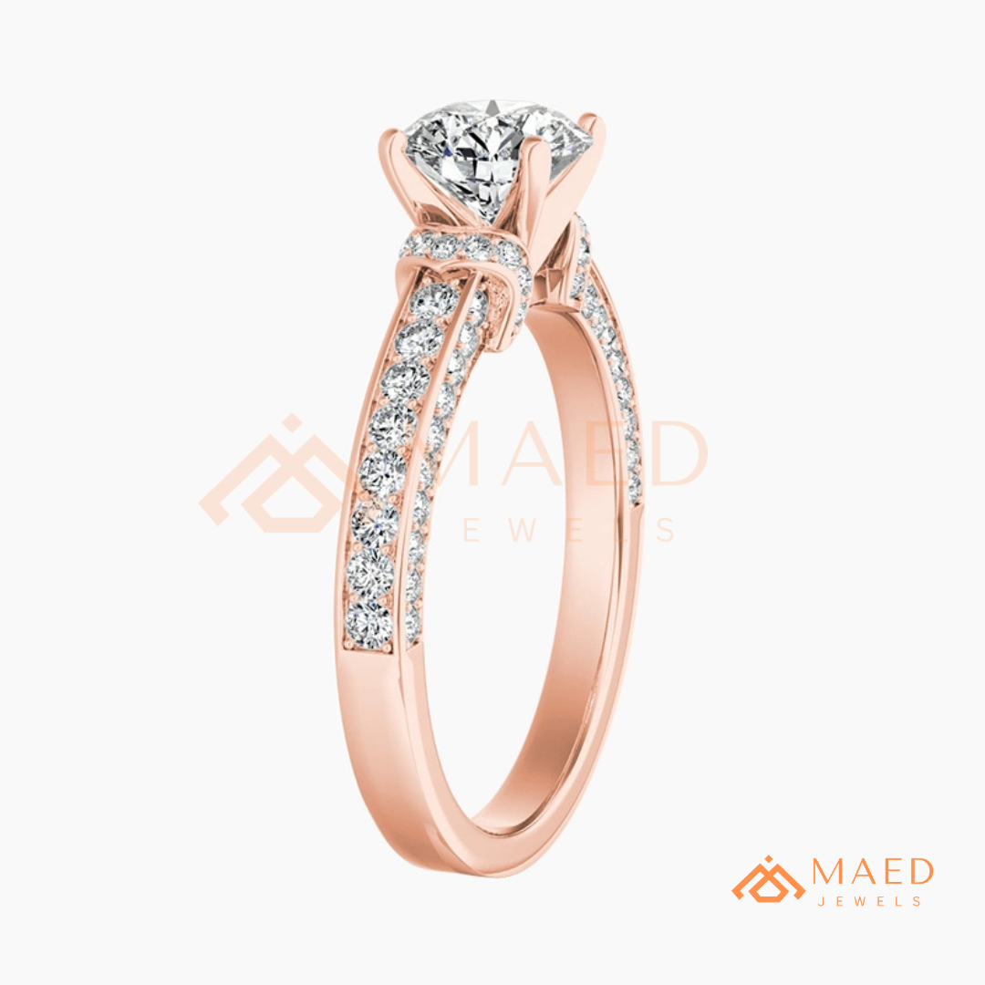 Classic Round Brilliant Solitaire Engagement Ring with Pavé Band