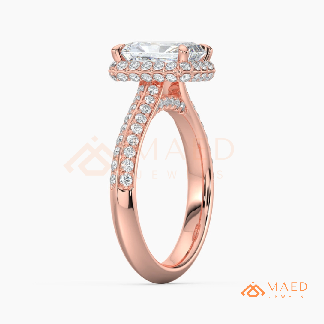 Classic Round 3-Stone Engagement Ring with Twisted Pavé Band