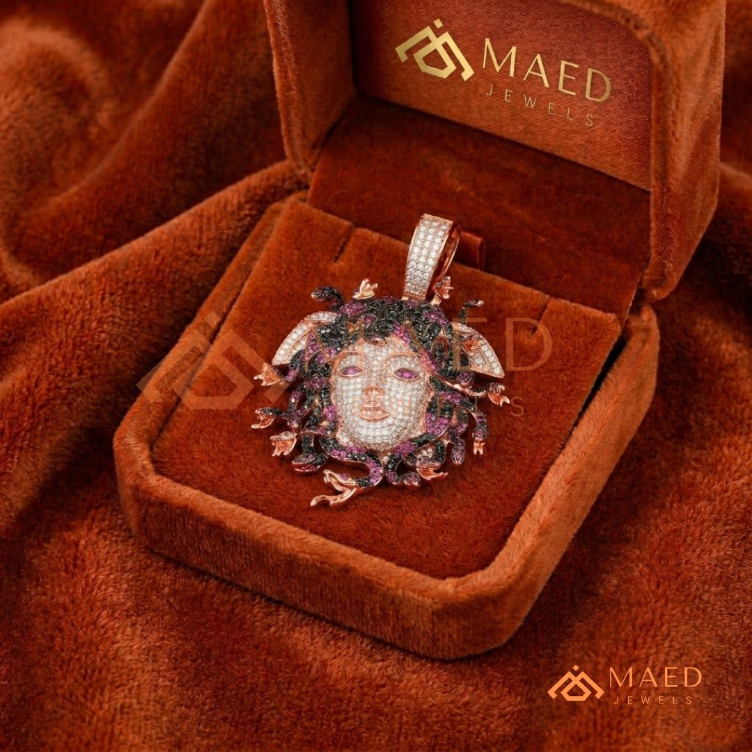 Fully Flooded Multi-Color Medusa Head Charm – Exotic Serpent Pendant