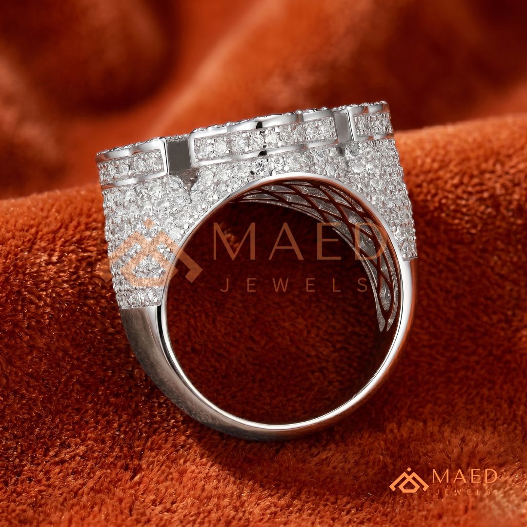 Men's Iced-Out 3D Cross Statement Ring | Silver, 14K Gold & Rose Gold