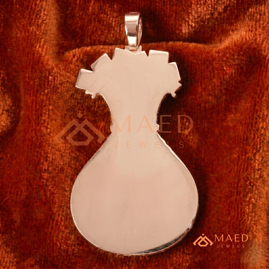 Iced Out Money Bag Pendant with Dollar Sign in Silver, 14K Yellow & Rose Gold