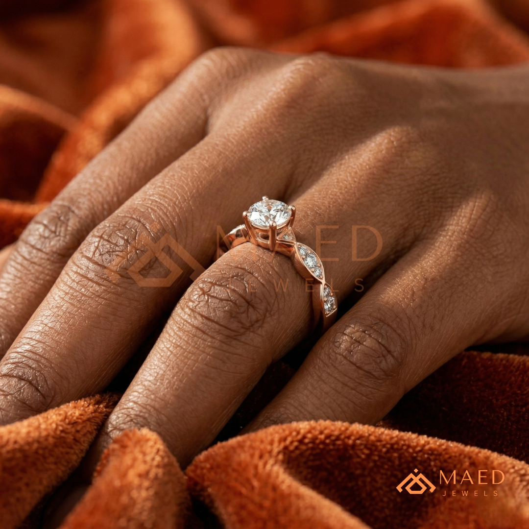 Marquise Accent Solitaire Engagement Ring – Minimalist Diamond Ring