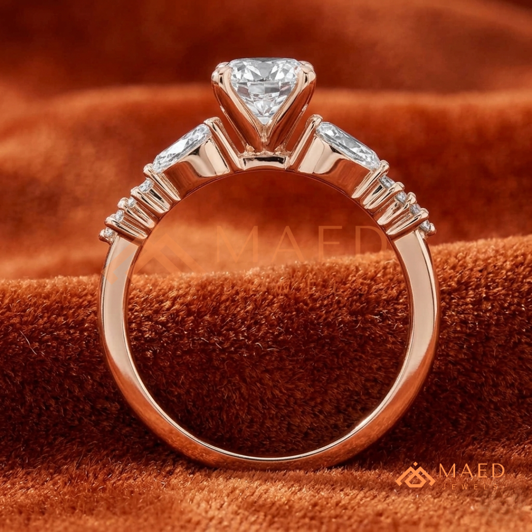 Devotion Oval and Pear Cut Multi-Stone Ring in 14K Yellow Gold, Rose Gold & Silver