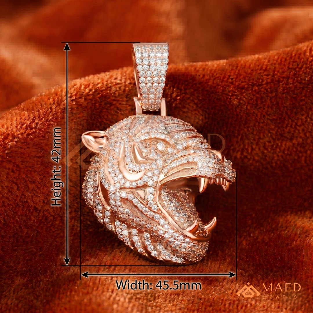 The Roaring Tiger Iced Out Pendant – High-Detail Hip Hop Jewelry
