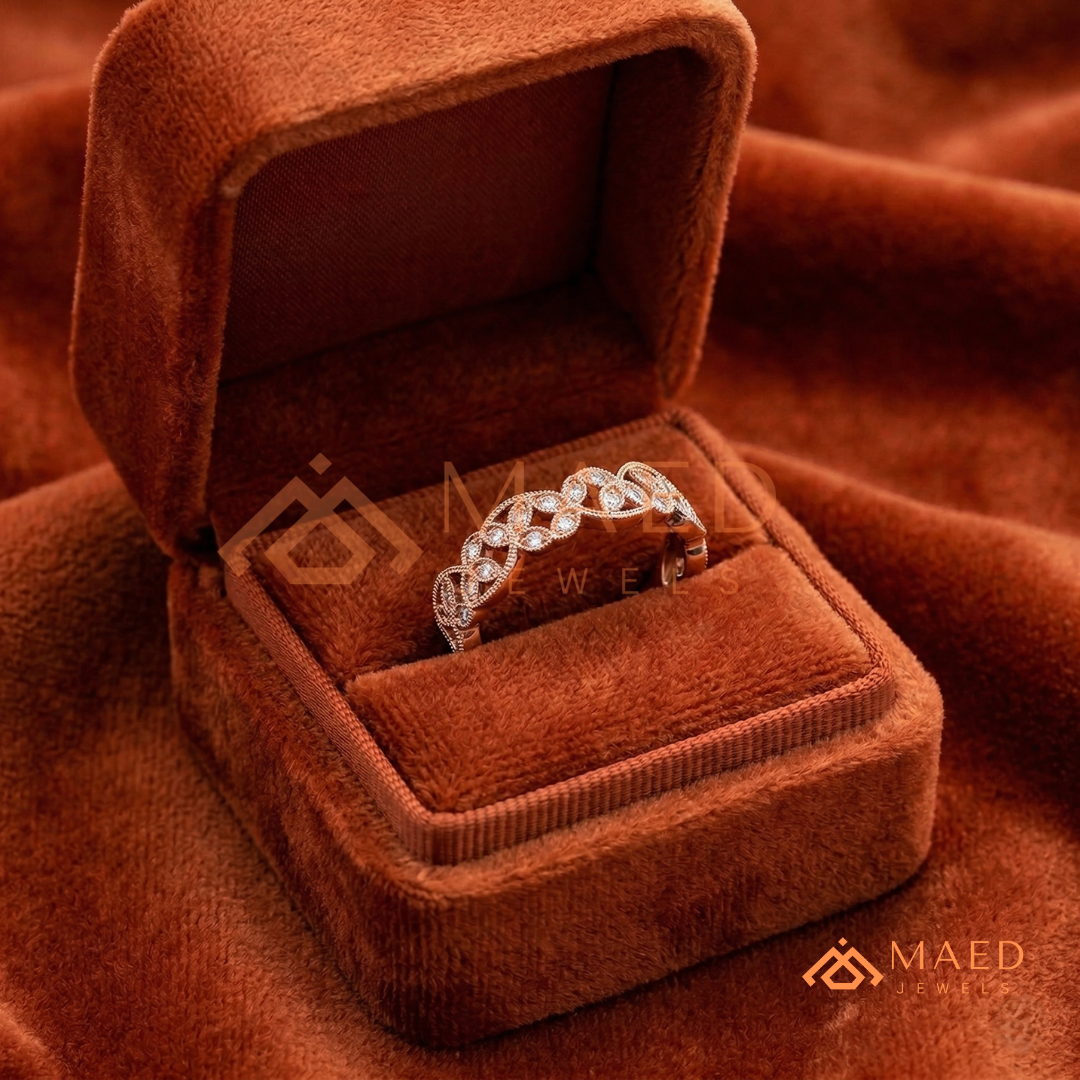 Amara Milgrain Botanical Eternity Band | Silver, 14K Yellow, & Rose Gold