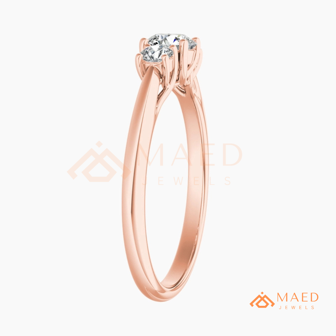 Classic Round Brilliant Cut Three Stone Ring | 14k Gold, Rose Gold & Silver