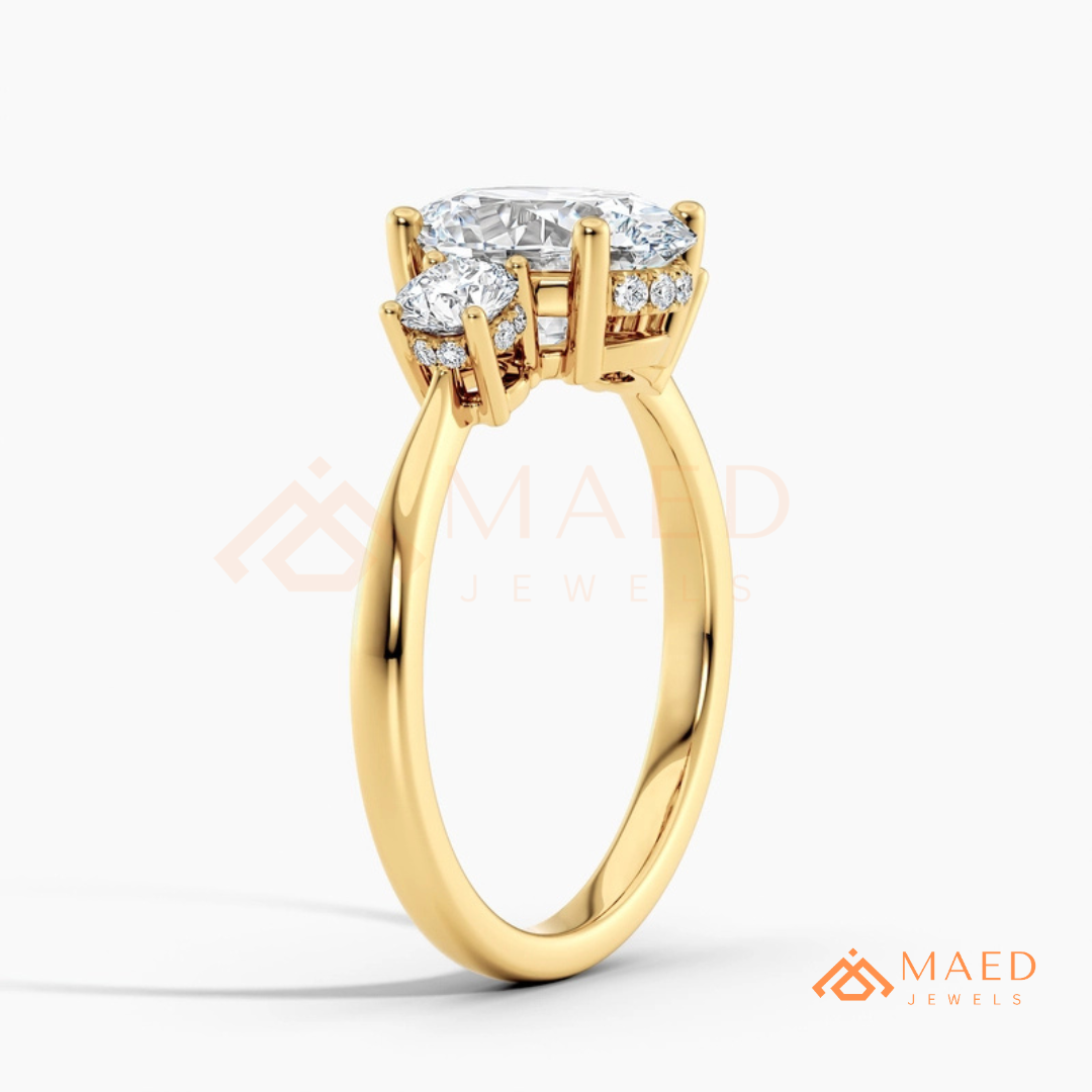 : Oval Cut 3-Stone Engagement Ring in Sterling Silver, 14K Gold & 14K Rose Gold