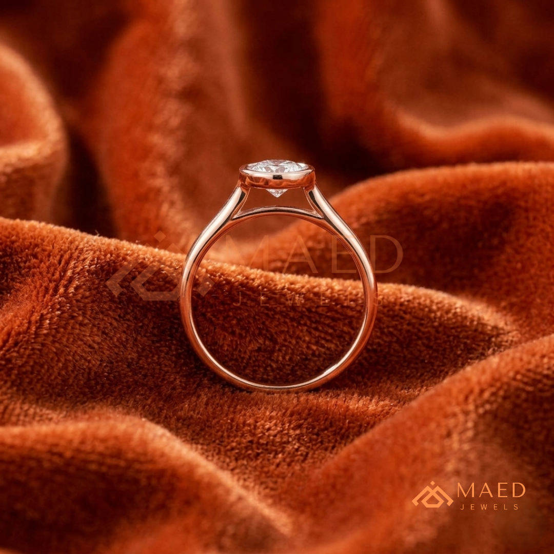 The Solitaire Bezel Ring – Round Brilliant Gemstone (Silver & 14k Gold)