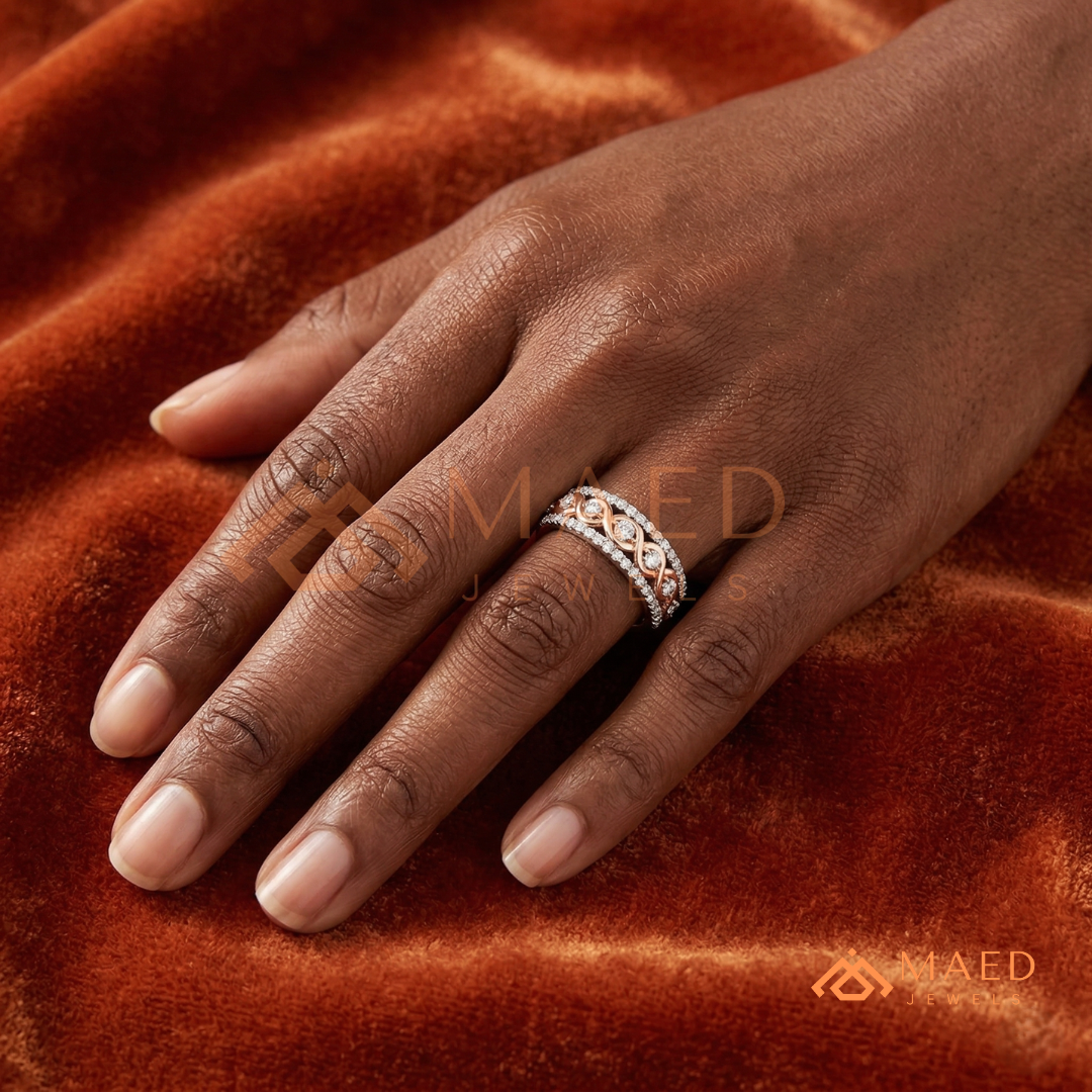Infinite Love Braided Pavé Statement Ring in Silver, 14K Yellow Gold, or Rose Gold