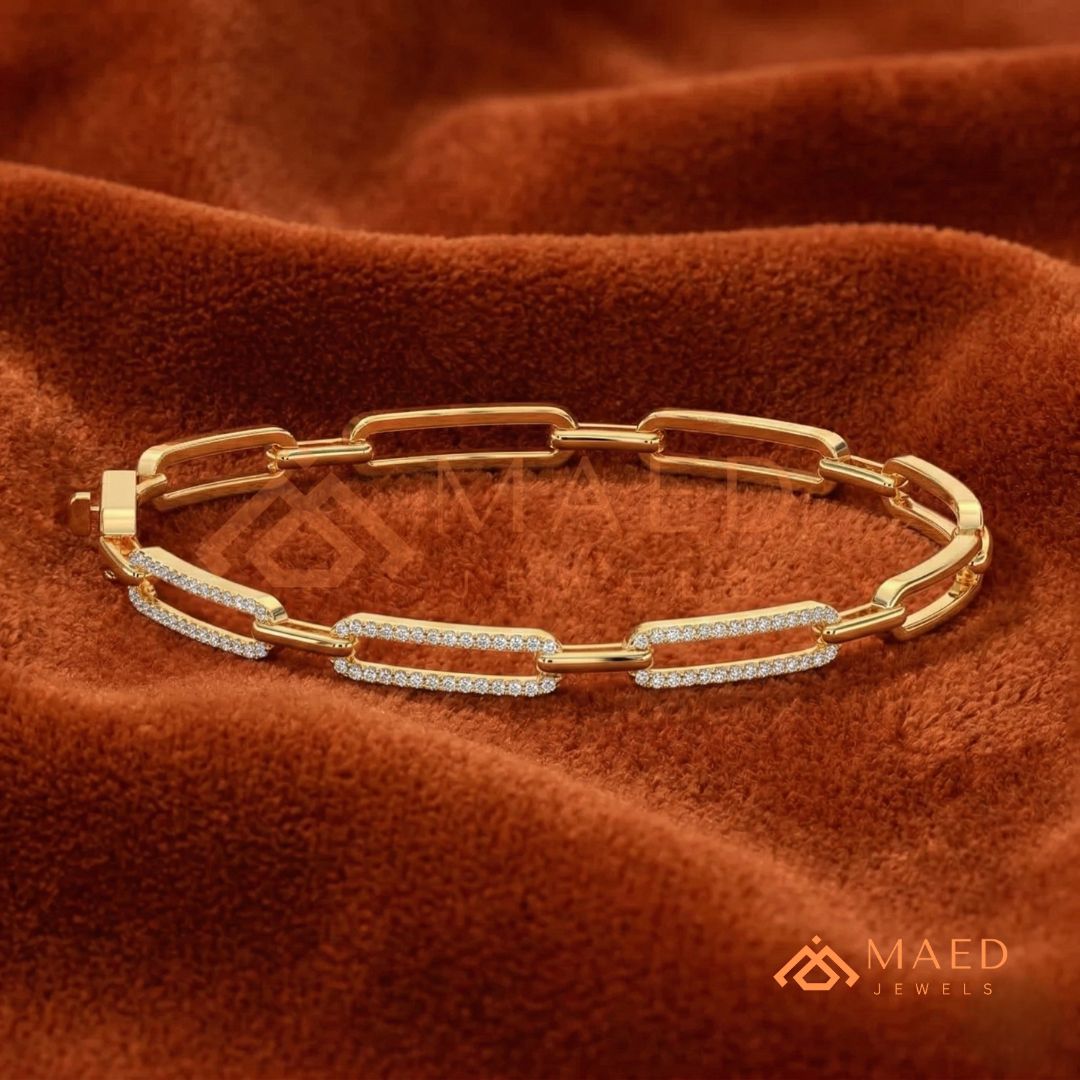 Diamond Paperclip Link Bracelet
