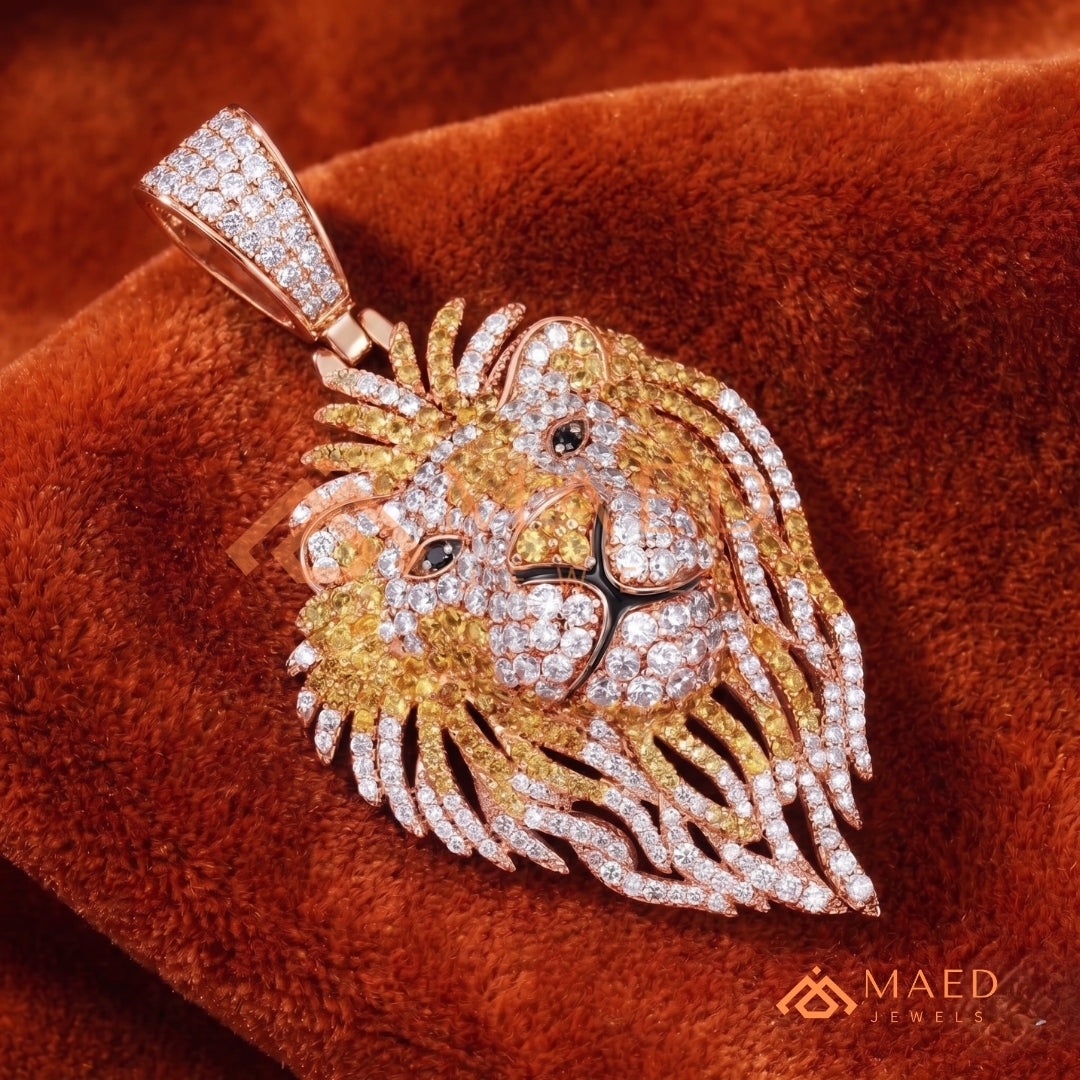 Majestic Lion Head Statement Pendant – Iced Out Diamond-Style Medallion