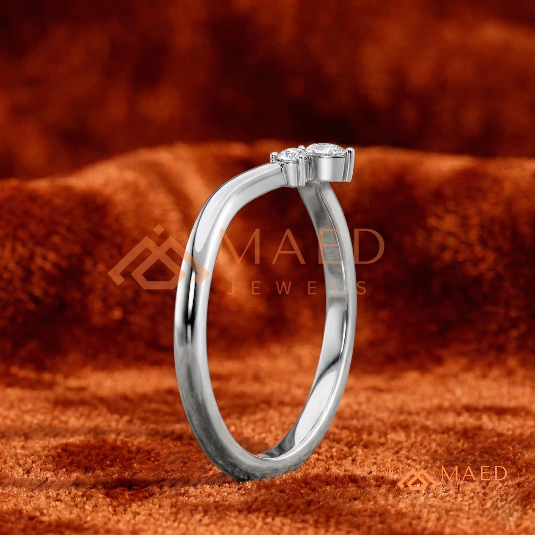 Pear Cut Cluster Chevron Wedding Band | V-Shaped Wishbone Tiara Ring in Silver, 14K Gold, & Rose Gold
