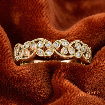 Amara Milgrain Botanical Eternity Band | Silver, 14K Yellow, & Rose Gold