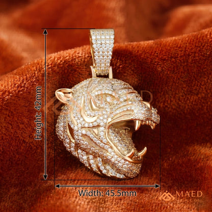 The Roaring Tiger Iced Out Pendant – High-Detail Hip Hop Jewelry