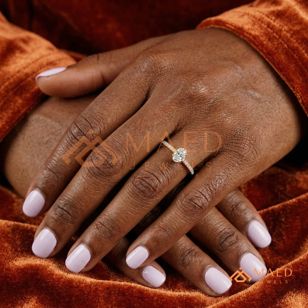 Vintage Oval Cut Halo Engagement Ring in 14K Gold, Rose Gold & Silver