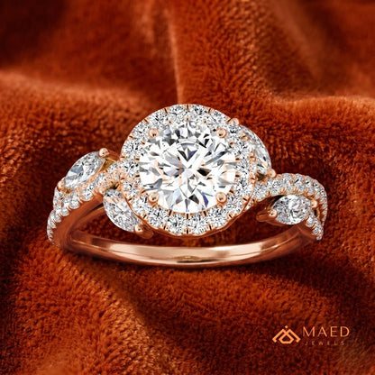 Radiant Cut Double Halo Engagement Ring with Twisted Shank