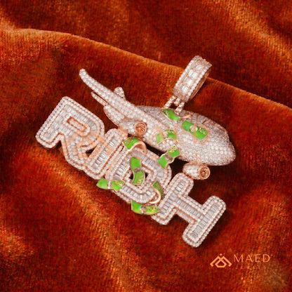 "RICH" Jet & Money Statement Pendant – Iced Out Luxury Medallion
