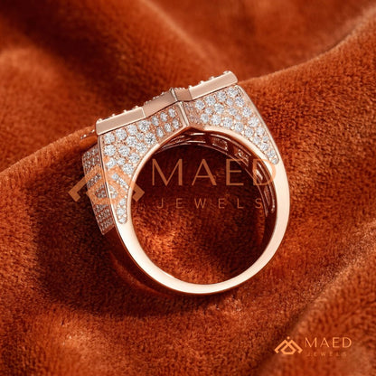 Men's Iced-Out Star of David Ring | Sterling Silver, 14K Gold & Rose Gold