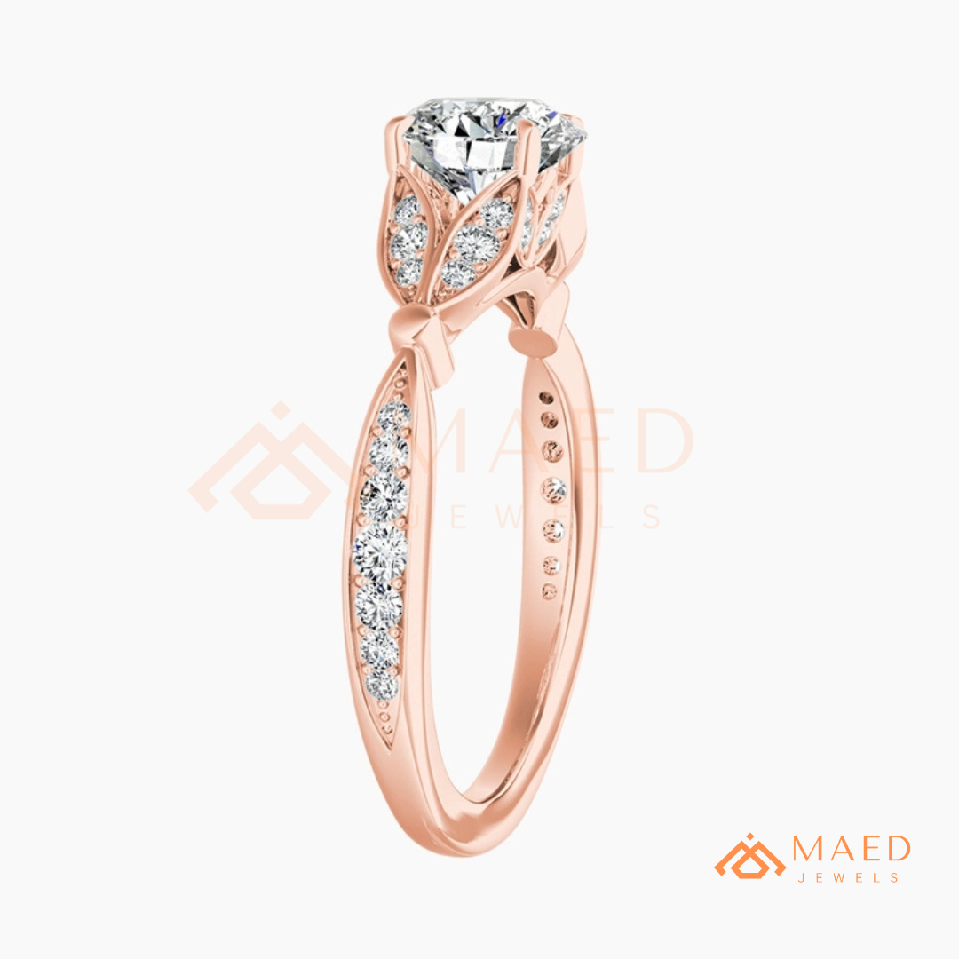 The Grace Radiant Cut Solitaire Engagement Ring with Pave Twist Band in Silver, 14K Gold & 14K Rose Gold