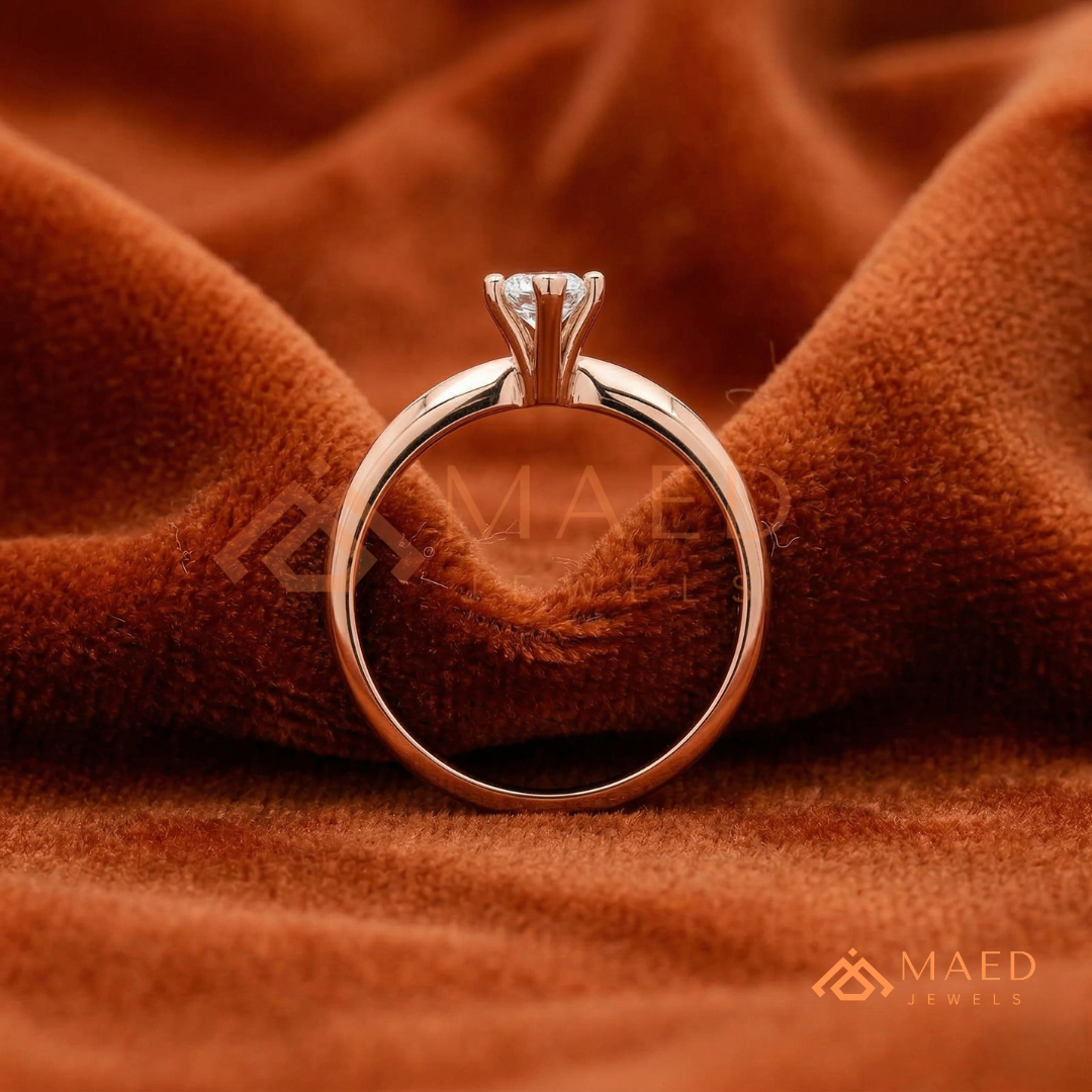 Minimalist Marquise Cut [Gemstone Type] Tapered Solitaire Ring in 14K Yellow Gold, Rose Gold & Silver