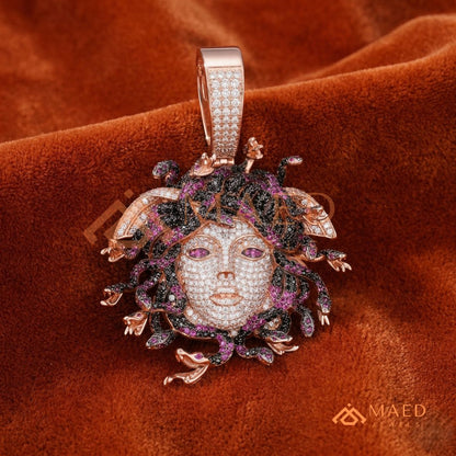 Fully Flooded Multi-Color Medusa Head Charm – Exotic Serpent Pendant