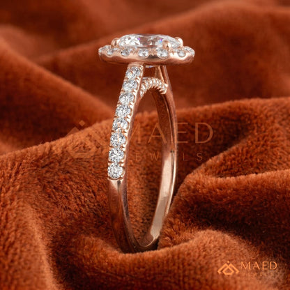 Majestic Oval Brilliant Halo Ring in 14K Yellow Gold, Rose Gold & Sterling Silver