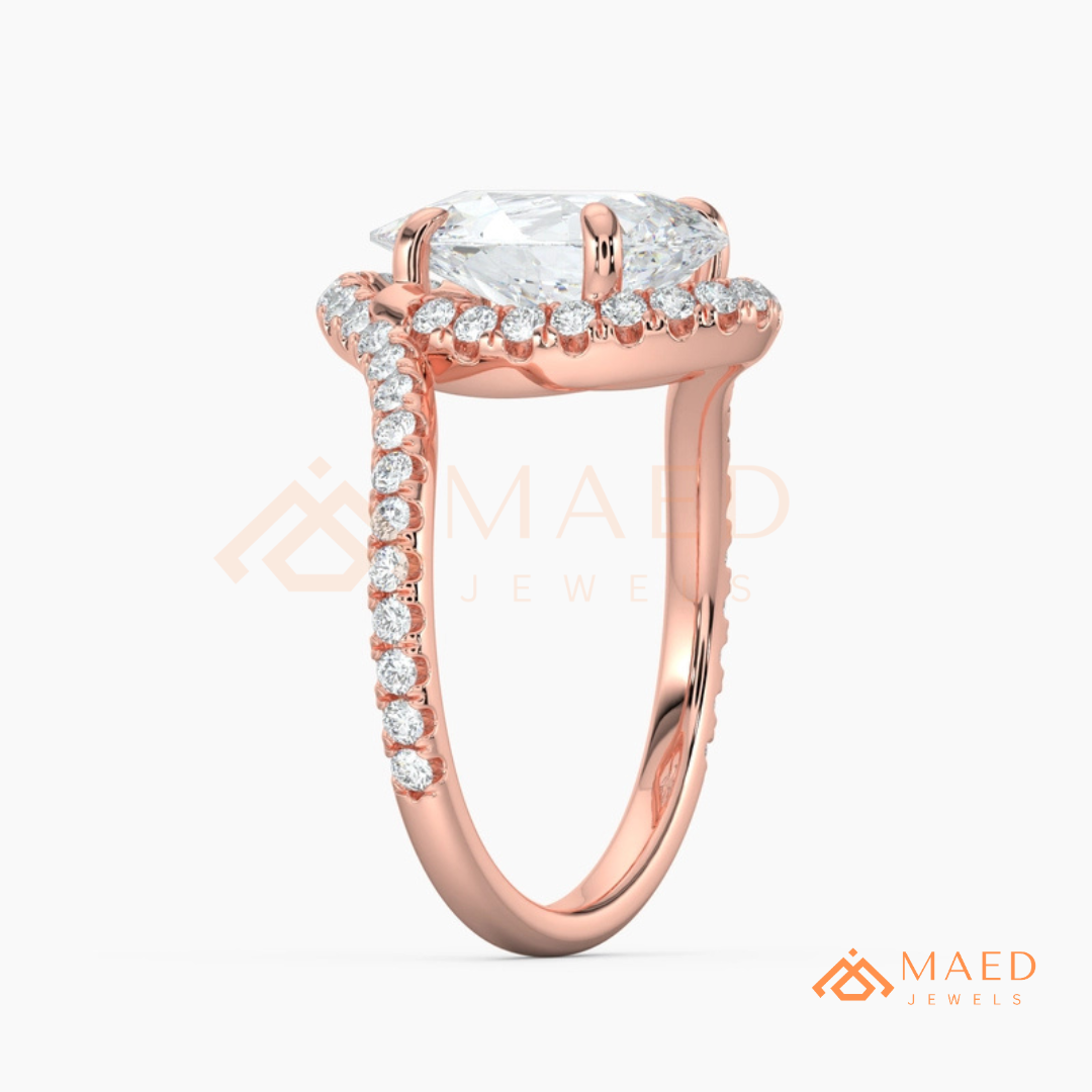 Pear Cut Halo Bypass Engagement Ring in Sterling Silver, 14K Gold & 14K Rose Gold