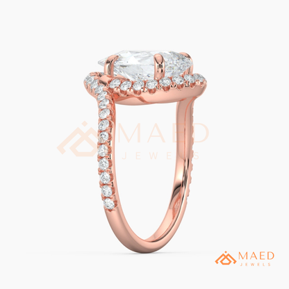 Pear Cut Halo Bypass Engagement Ring in Sterling Silver, 14K Gold & 14K Rose Gold