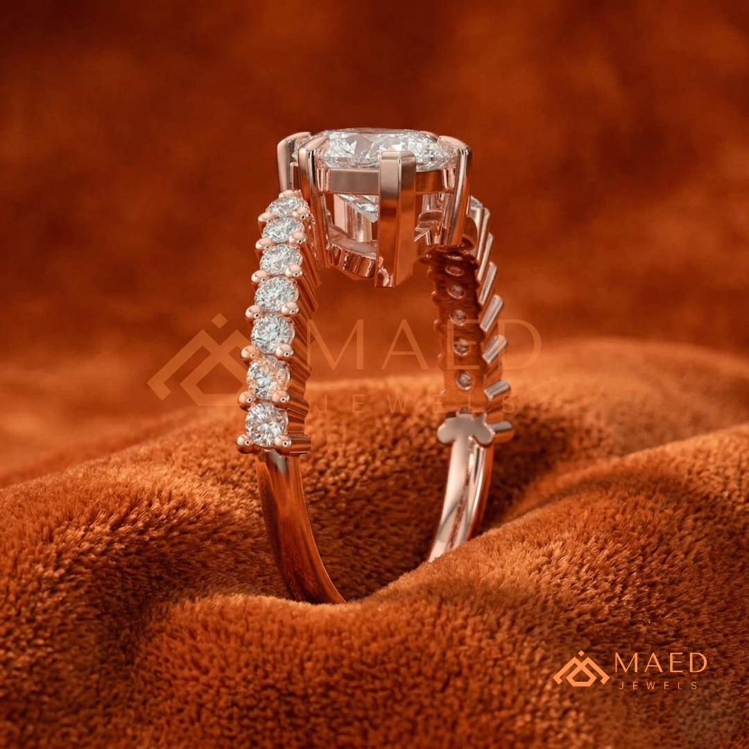 Marquise Cut Diamond Bypass Engagement Ring in Sterling Silver, 14K Gold, & 14K Rose Gold