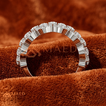 Scalloped Pear Cut Diamond Statement Ring – Silver, 14K Yellow & Rose Gold