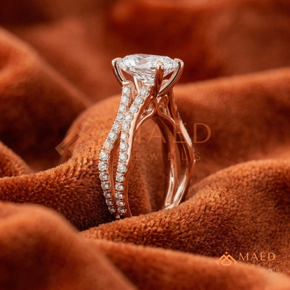 Radiant Cut Criss-Cross Engagement Ring in Sterling Silver, 14K Gold & 14K Rose Gold