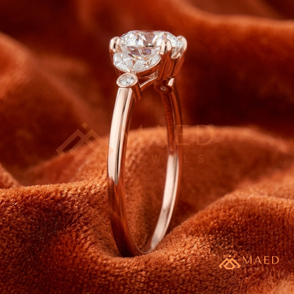 Vintage Marquise Flora Diamond Simulant Ring in 14K Yellow Gold, Rose Gold & Silver