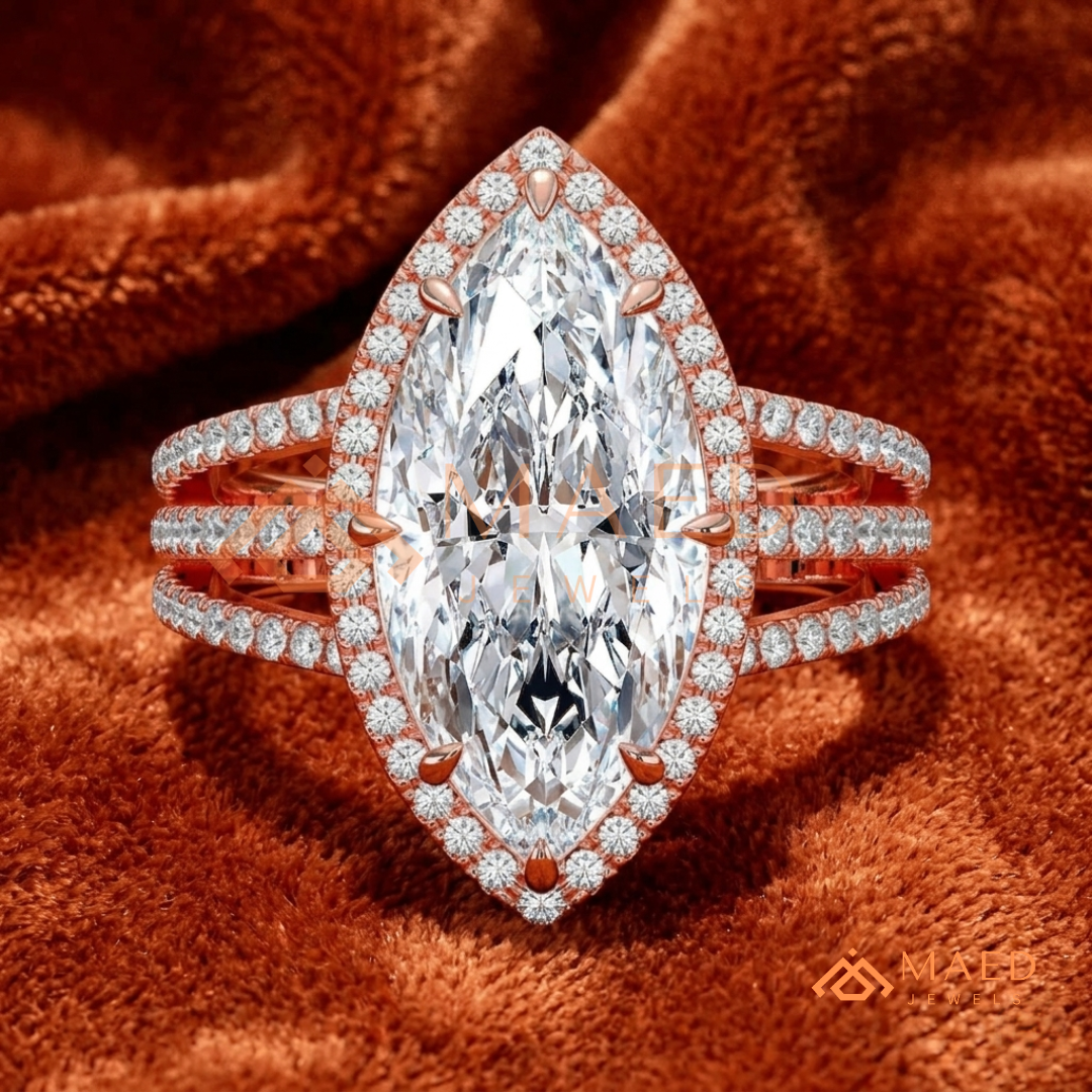 Classic Oval Cut Solitaire Engagement Ring with Split Shank Pave Band in Silver, 14K Gold & Rose Gold