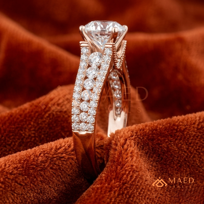 Multi-Row Pavé Split-Shank Engagement Ring – Glamour Diamond Ring