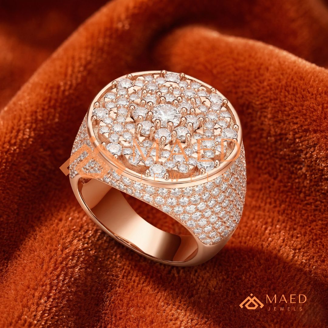 Men's Round Cluster Pave Statement Ring | Sterling Silver, 14K Gold & Rose Gold