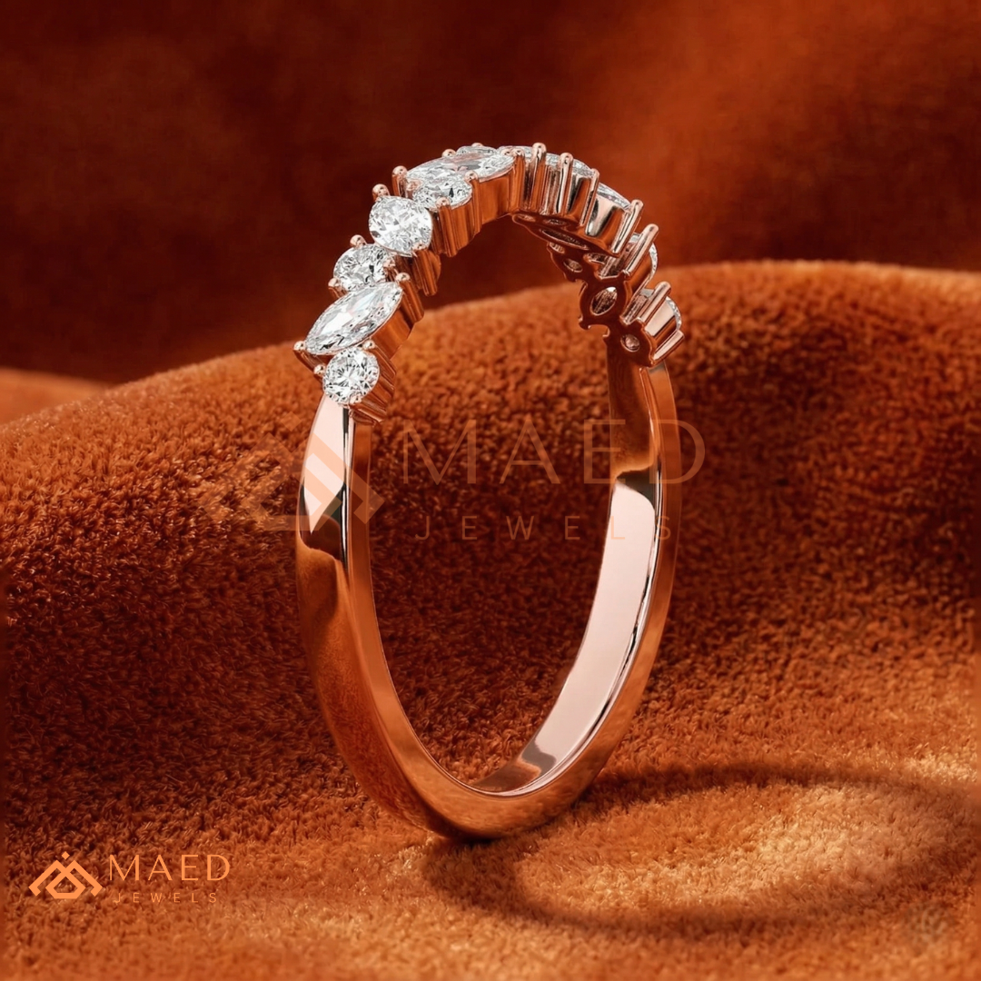 Aria Floating Marquise Cluster Eternity Band | Silver, 14K Yellow, & Rose Gold