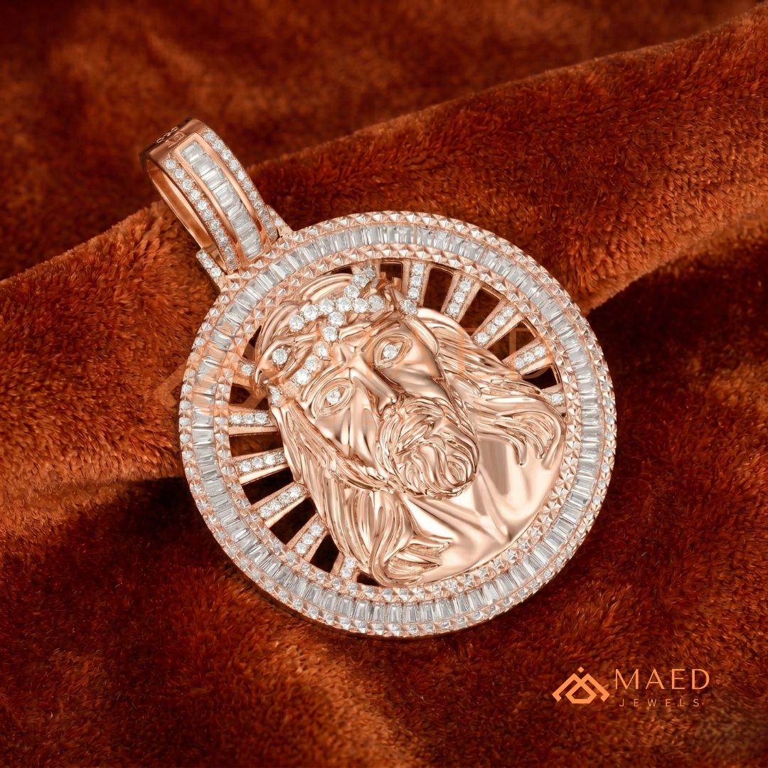 Diamond Jesus Piece Medallion Pendant | 14K Gold, Rose Gold & Sterling Silver