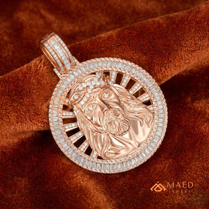 Diamond Jesus Piece Medallion Pendant | 14K Gold, Rose Gold & Sterling Silver