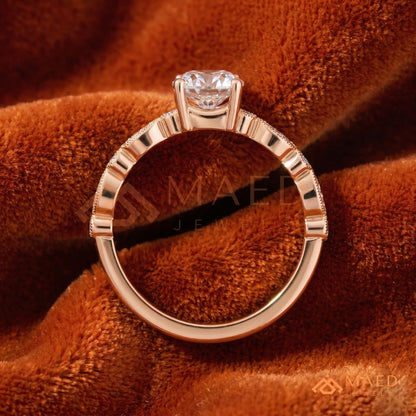 merald Cut Diamond Simulant Vintage Milgrain Ring (14k Gold & Sterling Silver)