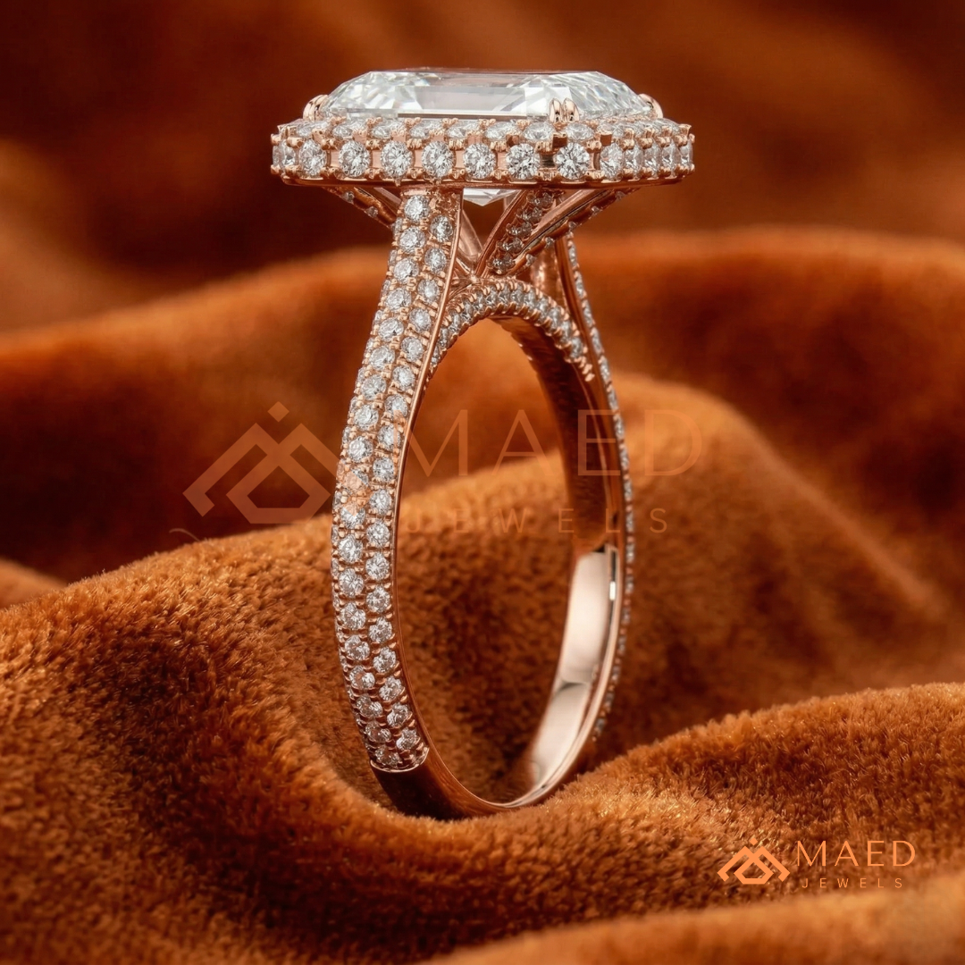Radiant Cut Halo Engagement Ring in Sterling Silver, 14K Gold & 14K Rose Gold