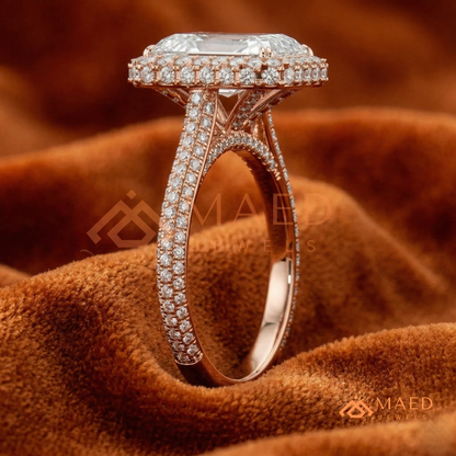 Radiant Cut Halo Engagement Ring in Sterling Silver, 14K Gold & 14K Rose Gold