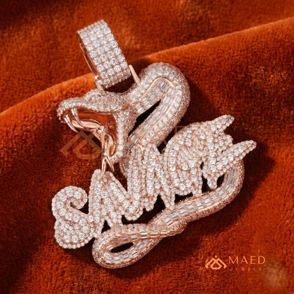 Iced Out "Savage" Snake Pendant - 14K Gold, Rose Gold & Silver Hip Hop Jewelry