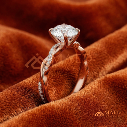 Nature-Inspired Shield Cut Three-Stone Engagement Ring with Textured Bark Band in Silver, 14K Gold & Rose Gold